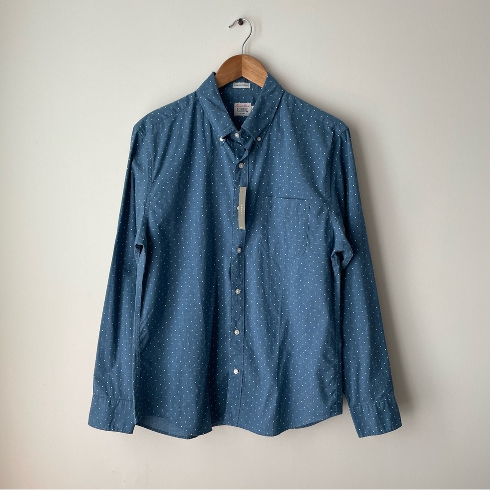 J Crew Blue Slim Cotton Poplin Shirt NWT